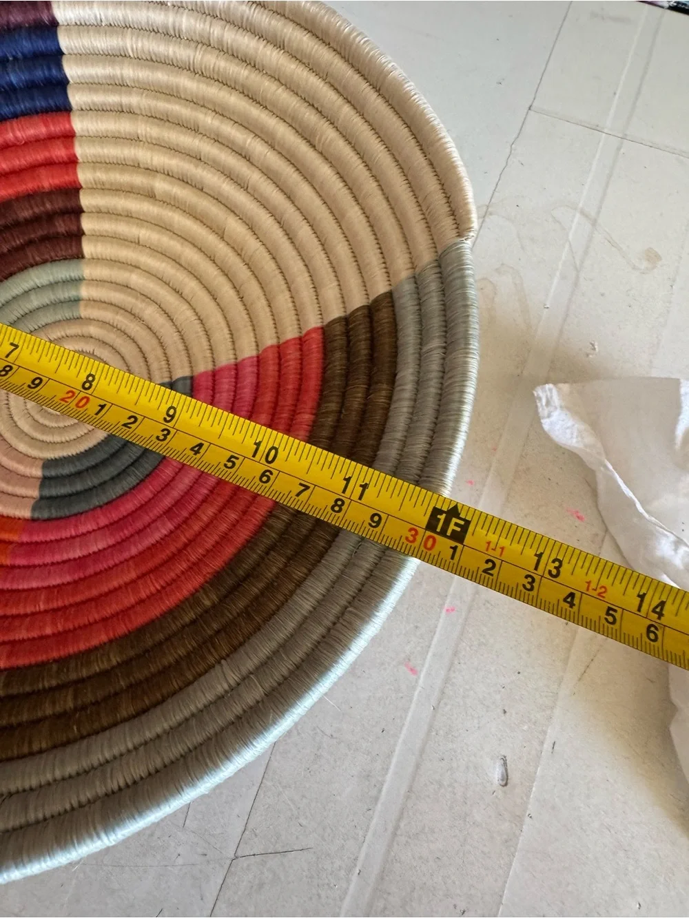 Colorful handwoven African basket